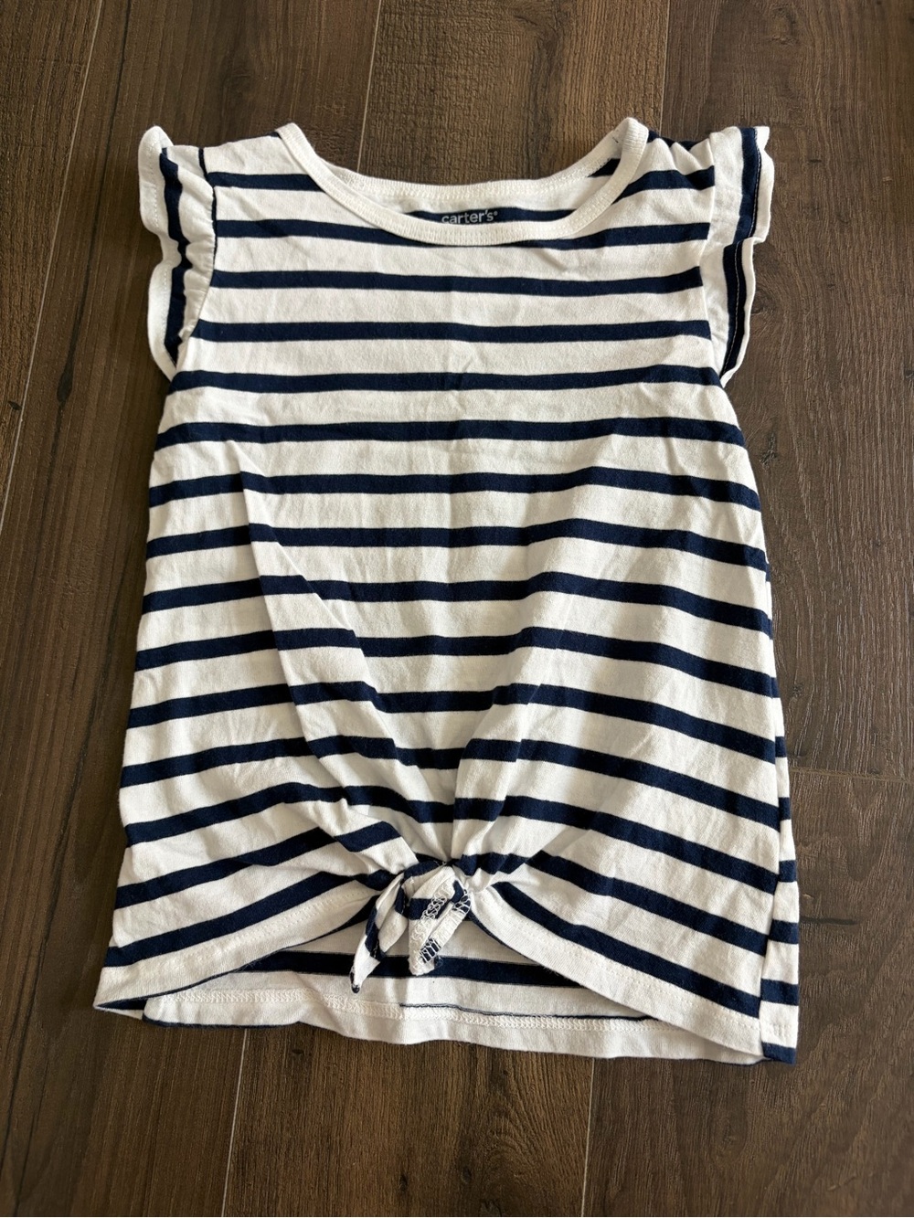 Carter's Navy & White Striped Tie-Front Tee